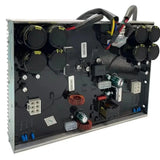 DC generator DC module circuit board with capacitors and connector plugs in metal frame