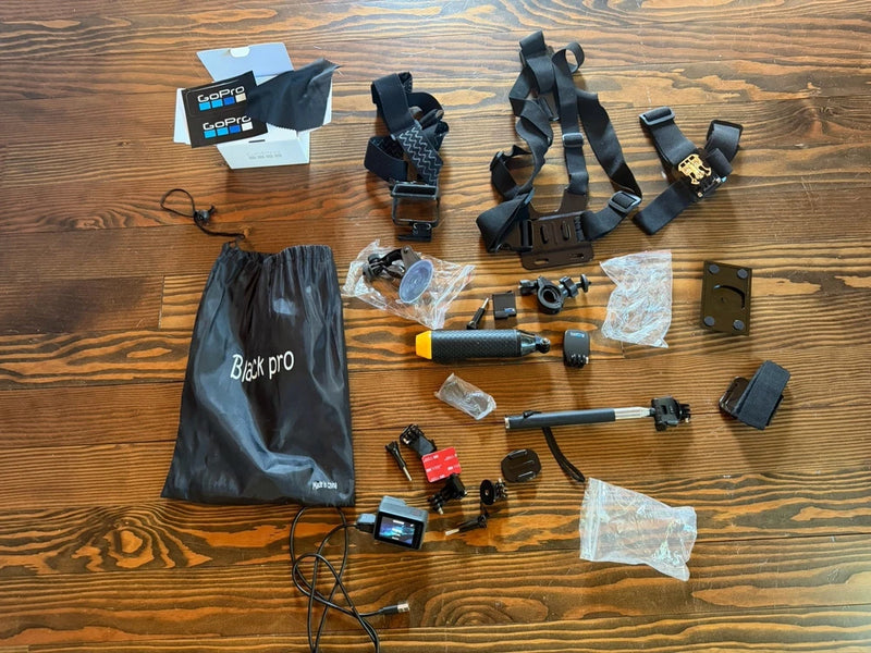 GoPro HERO7 Black waterproof action camera bundle with chest mount, accessories, mounts