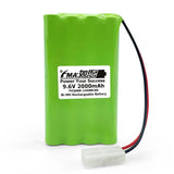 9.6V Ni-MH rechargeable battery pack with white connector and red/black wire leads