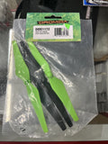 DROMIDA drone propeller set with black blades and green tips, two propellers in bag
