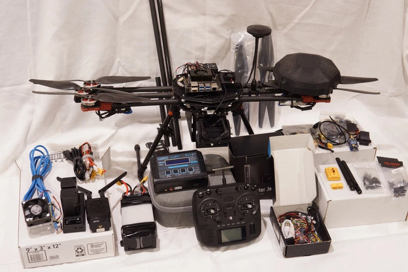 AI robotics multirotor drone kit with remote controller and electronic modules
