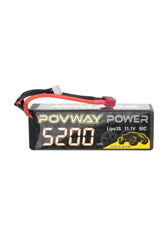 1-Battery LiPo POVWAY 5200mAh 11.1V 50C 3S RC Battery with Deans T Plug for RC Battery