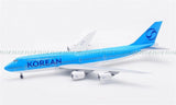 Korean Air Boeing 747-8 model airplane, blue and white, landing gear visible