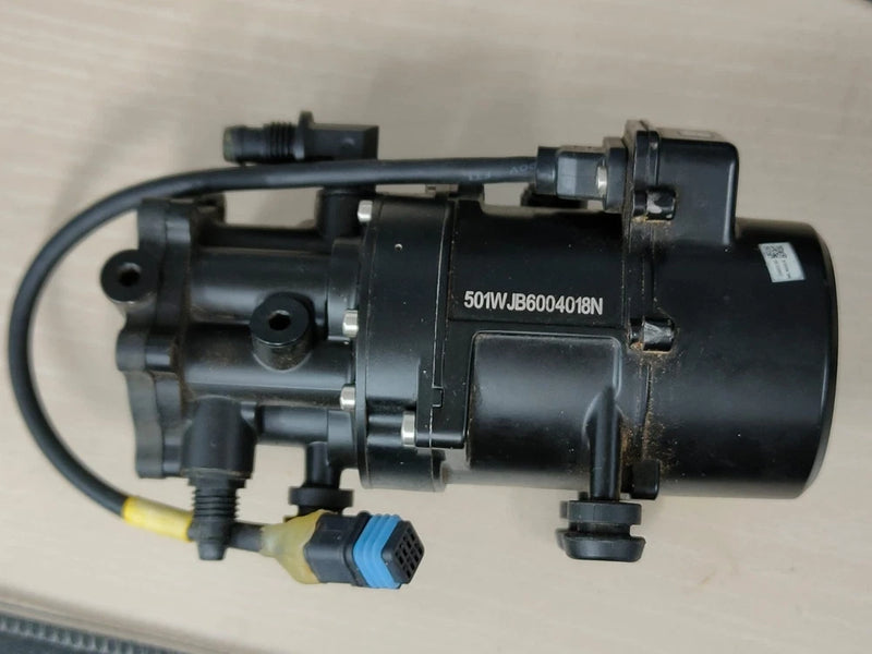 Used DJI Agras T30 pump with attached cable and connectors, black motor housing