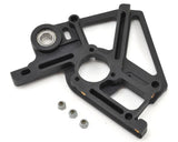 Black servo mounting plate with bearing opening and four included screws