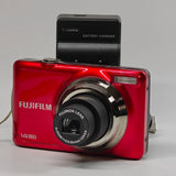 Fujifilm FinePix JV300 14MP Digital Camera Red 3x Zoom Compact Digicam + Charger