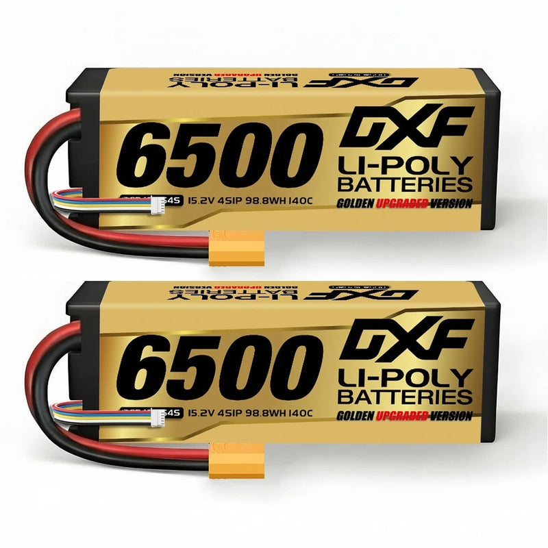 DXF 2PCS Performa Racing Graphene  Lipo 6500 15.2V 140C Battery GOLDEN XT90