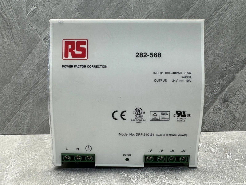 Mean Well DRP-240-24 RS 282-568 100-240VAC 3.5A - 24V 10A Power Supply