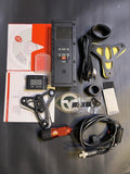 Black wireless POV helmet video camera kit with controller, cables, and mount