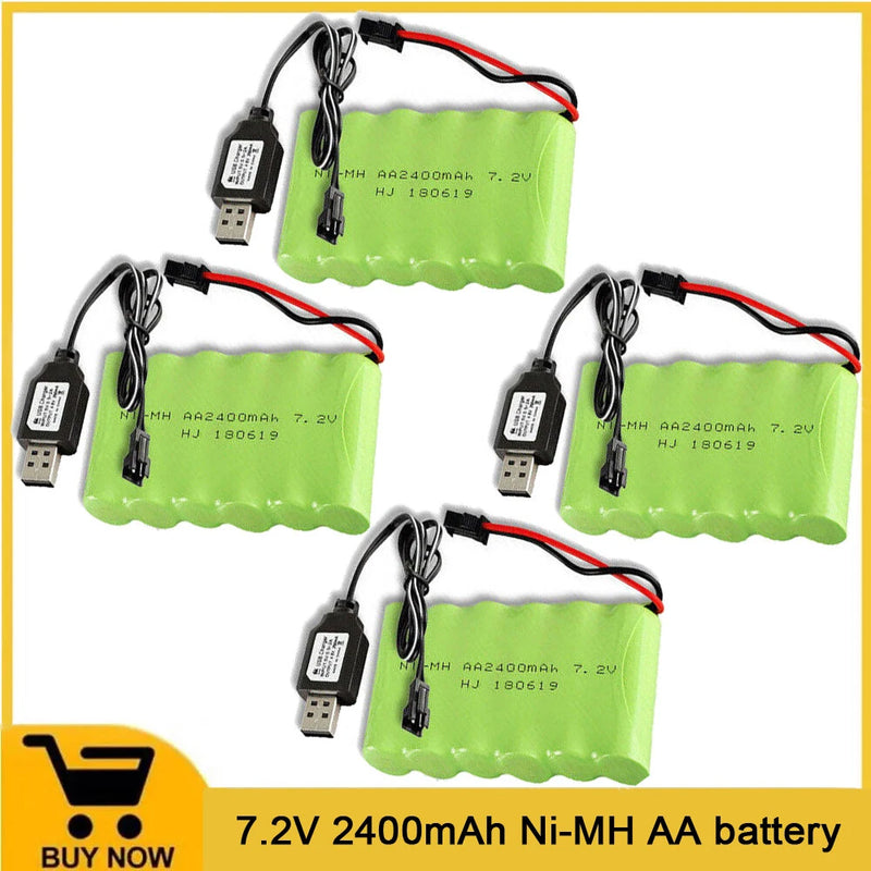 7.2V 2400mAh Ni-MH AA Battery SM-2P Plug With USB charger for RC Truck Cars Boat