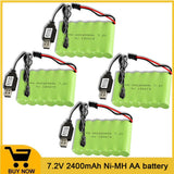 7.2V 2400mAh Ni-MH AA Battery SM-2P Plug With USB charger for RC Truck Cars Boat