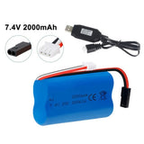 7.4V 2000 mAh 20C Lipo Battery with USB Charger for RC Car MJX RC Plane Syma Battery