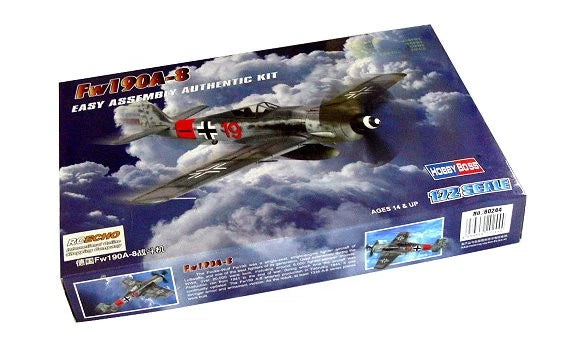 HOBBYBOSS Fw190A-8 1/72 aircraft model kit box with printed plane artwork