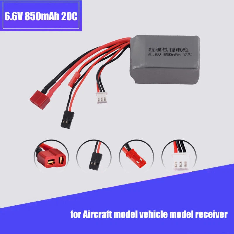 6.6V 850mAh 2S 20C lifepo4 Battery for Rc Drone Boat Car Transmitter receiving