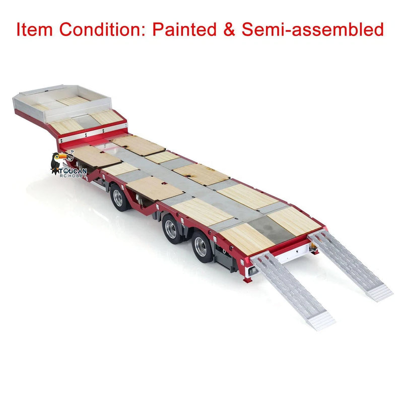 1/14 Scale 3 Axles Metal Trailer Extendible Car for RC Tractor Truck Model Servo