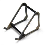 Digital camo battery charger stand with black metal frame and two fork prongs