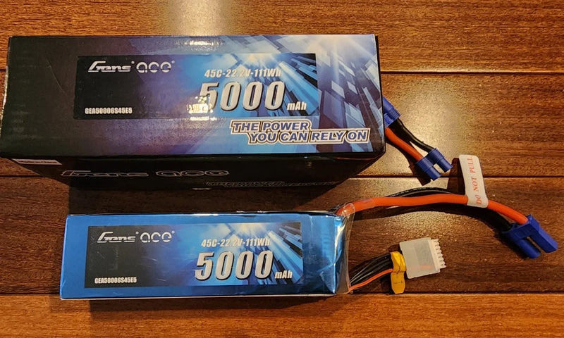 Gens Ace 5000mAh 45C 22.2V G-Tech 6S LiPo Battery EC5 For RC Heli Plane Drone Battery
