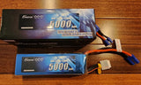 Gens Ace 6S 5000mAh LiPo battery packs with blue EC5 connectors and leads