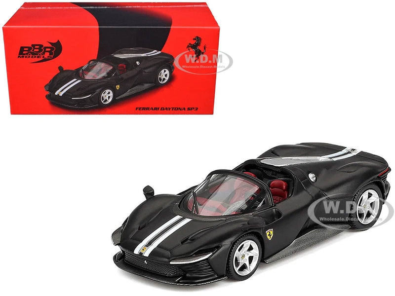 FERRARI DAYTONA SP3 MATT BLACK 1/64 DIECAST MODEL CAR BY BBR MODELS BBRFER64021
