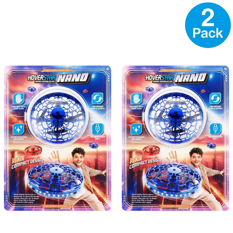 LED UFO drone 2-pack in retail boxes with circular fan blades and light grid