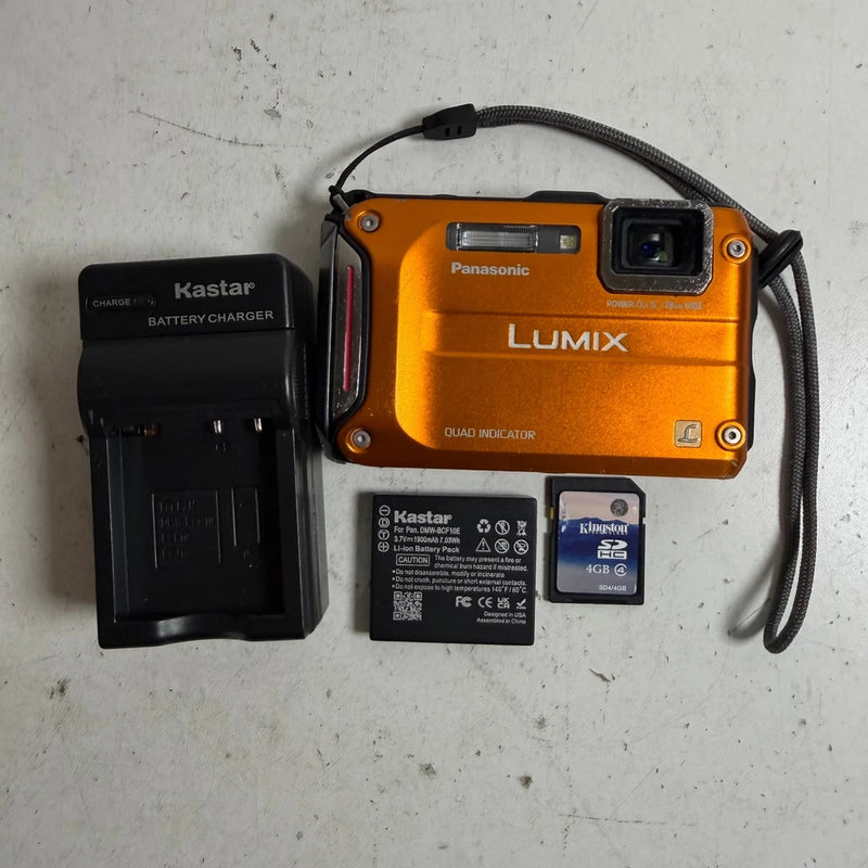 Panasonic Lumix DMC-TS4 Orange 2.7" LCD Shock-Proof Compact Digital Camera