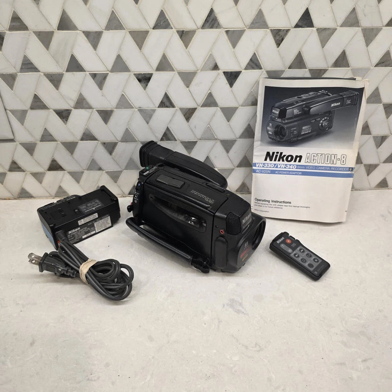 Nikon VN-340 Action-8 Camcorder 10x Zoom + I With Wall Charger And Remote