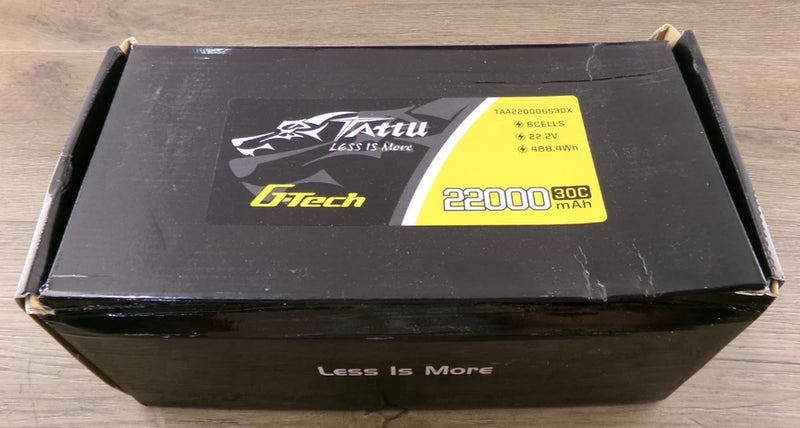 OPEN BOX Tattu G-Tech 6S 22000mAh 30C 22.2V Lipo Battery w/XT90-S Plug S6