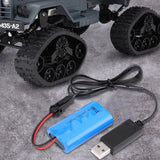 RC LiPo battery pack with USB charging cable, blue pack and black connectors