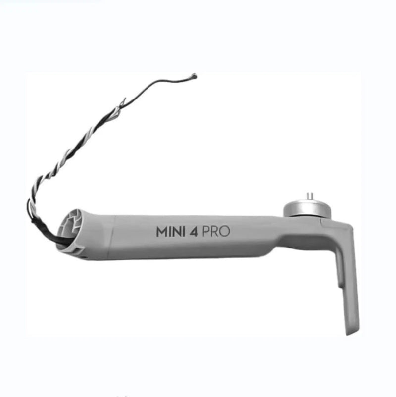 Gray drone motor arm repair part with hinged joint and screw post