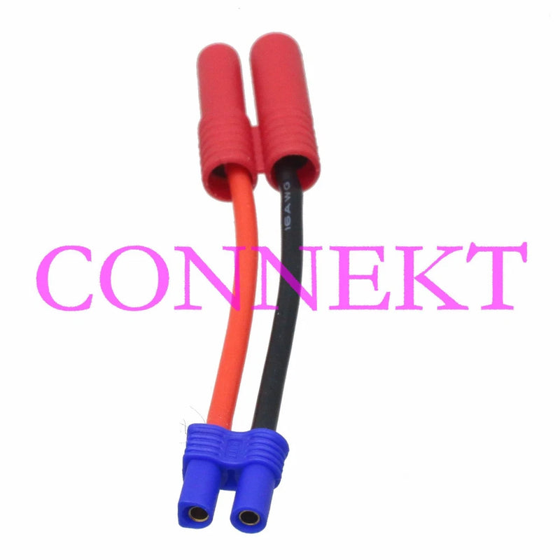 HXT 4mm Bullet Male to EC2 Female 18AWG 5CM Wire for RC Battery Adapter Converter