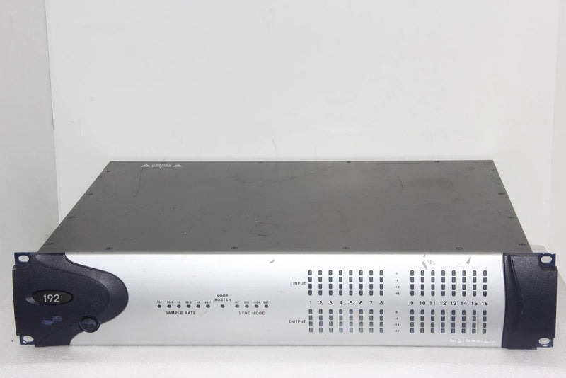Black rack audio interface with '192' front, knob and port grid