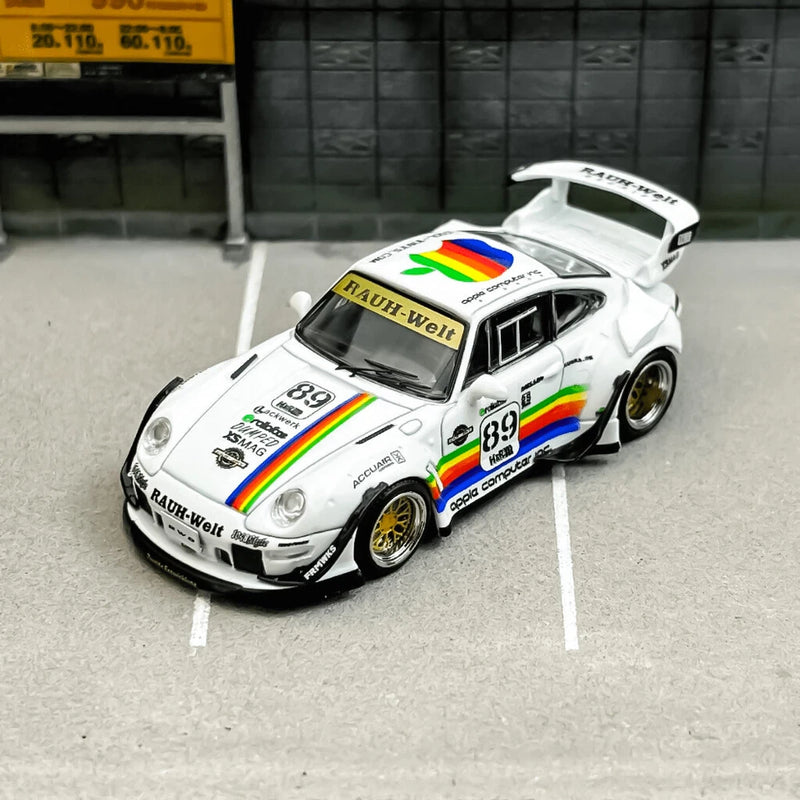 SW 1:64 White 911 RWB 993 Apple #89 Racing Sports Model Diecast Metal Car
