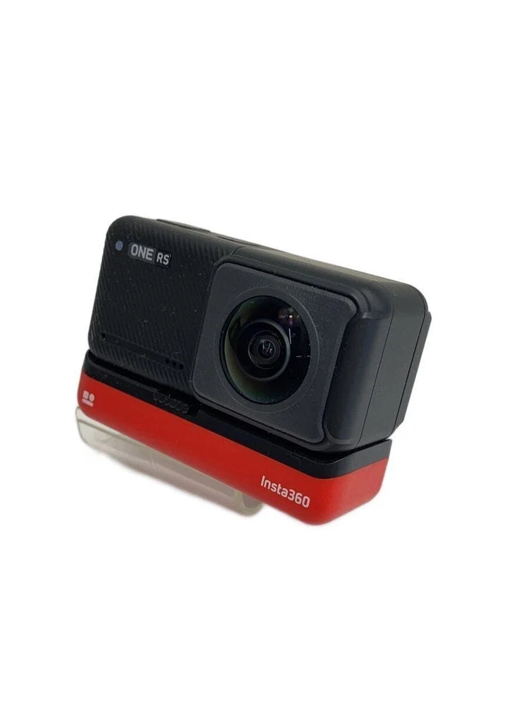 Insta360 360 action camera, black and red, with front lens