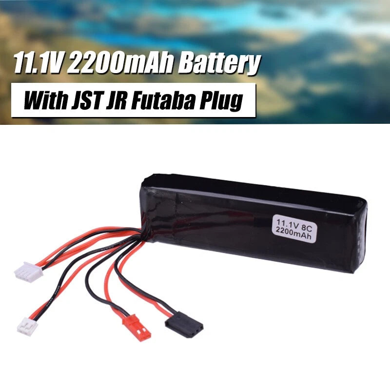 1PC 11.1V 3S 2200mAh Lipo Battery JST JR Futaba Plug For RC Transmitter Drone
