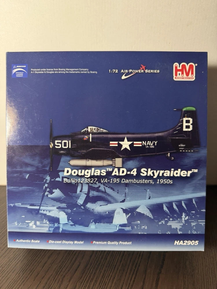 HobbyMaster 1/72 Douglas AD-4 Skyraider model in original box, Navy markings