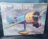 Laird-Turner Pesco Special aircraft model kit box, illustrated racer plane with propeller