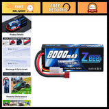8000mAh 2S Lipo Battery 7.4V 100C T Plug Hard Case for RC Cars & Drones Battery