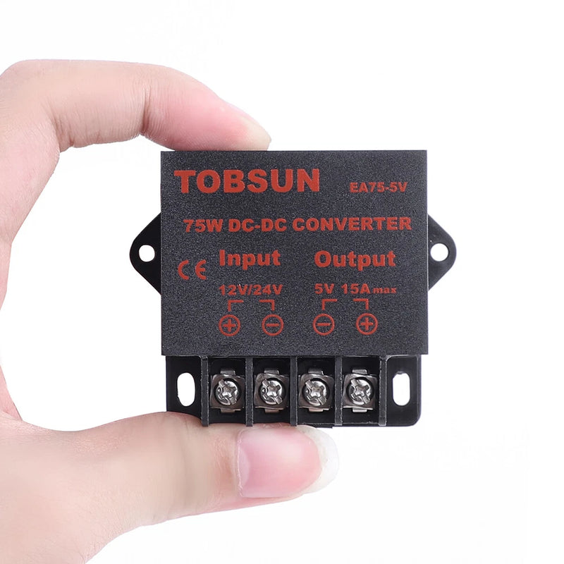 TOBSUN 5V DC-DC buck converter module, DC input/output screw terminals, 75W