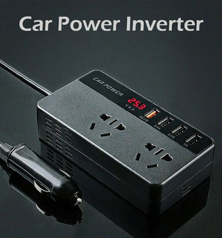 Applicable To 12V Car Inverter Unit Converter 4USB 220V Display Voltage ct