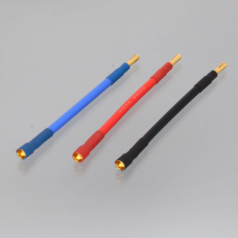 3-wire motor power connector set, 4mm male gold bullets on blue/red/black cables