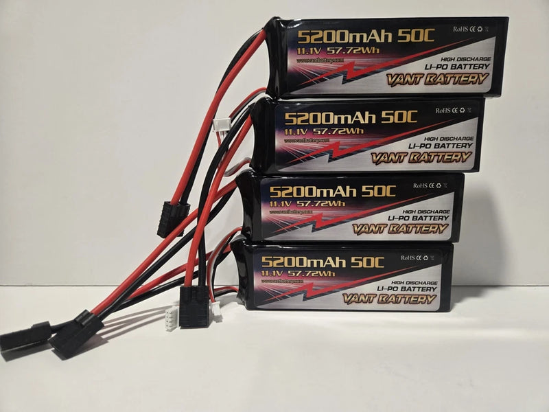 4 VANT 5200MAH 3S 11.1 50C LIPO BATTERY FITS TRAXXAS GENS ACE ARRMA LOSI NHX Battery