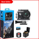 Ultimate EK7000 4K Waterproof Camera - 170?? View, 2 Batteries & 64GB Memory Card