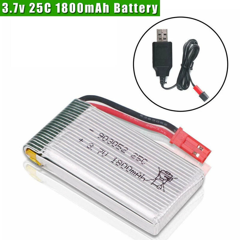 1S 3.7V 1800mAh Lipo Battery 25C JST Plug with USB Charger for RC Quadcopter Toy