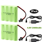 2pcs 4.8V 2400mAh Battery Pack SM-2P Plug With USB Charger for RC Truck Cars