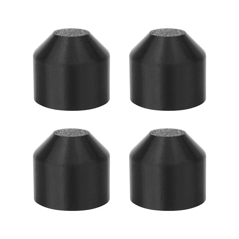 Set of four black motor protector cover caps with textured tops