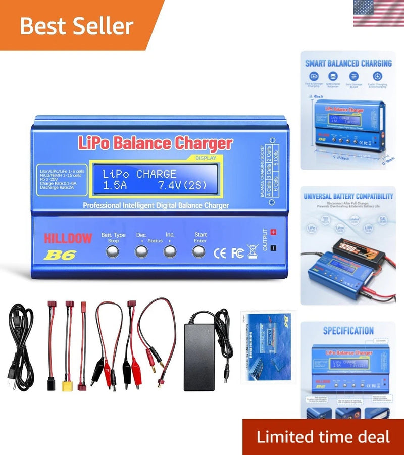 B6 Battery Charger 80W Mini Lipo Balance Charger/Discharger with Power Supply... Battery