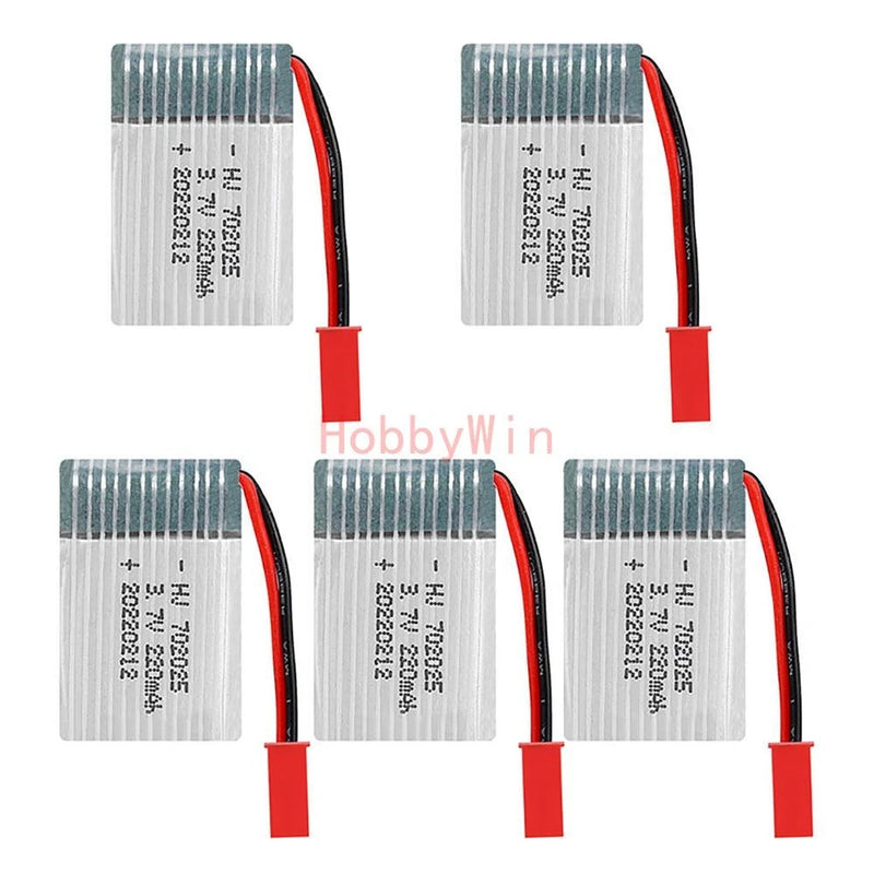 5PCS 3.7V 220mAh 20C LiPo Battery JST Plug for RC Mini Airplanes Battery
