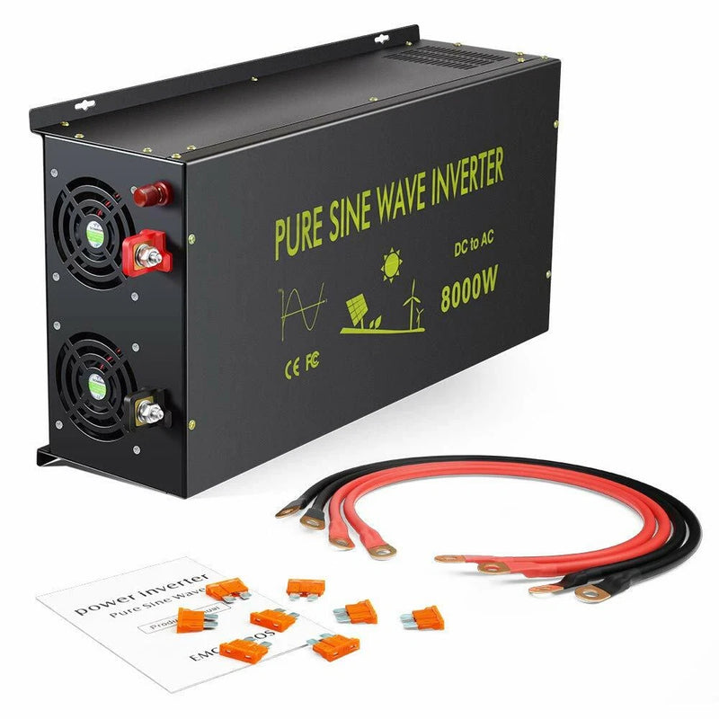 8000W Pure Sine Wave Power Inverter 72/96/110V DC to AC 120/220V Solar System