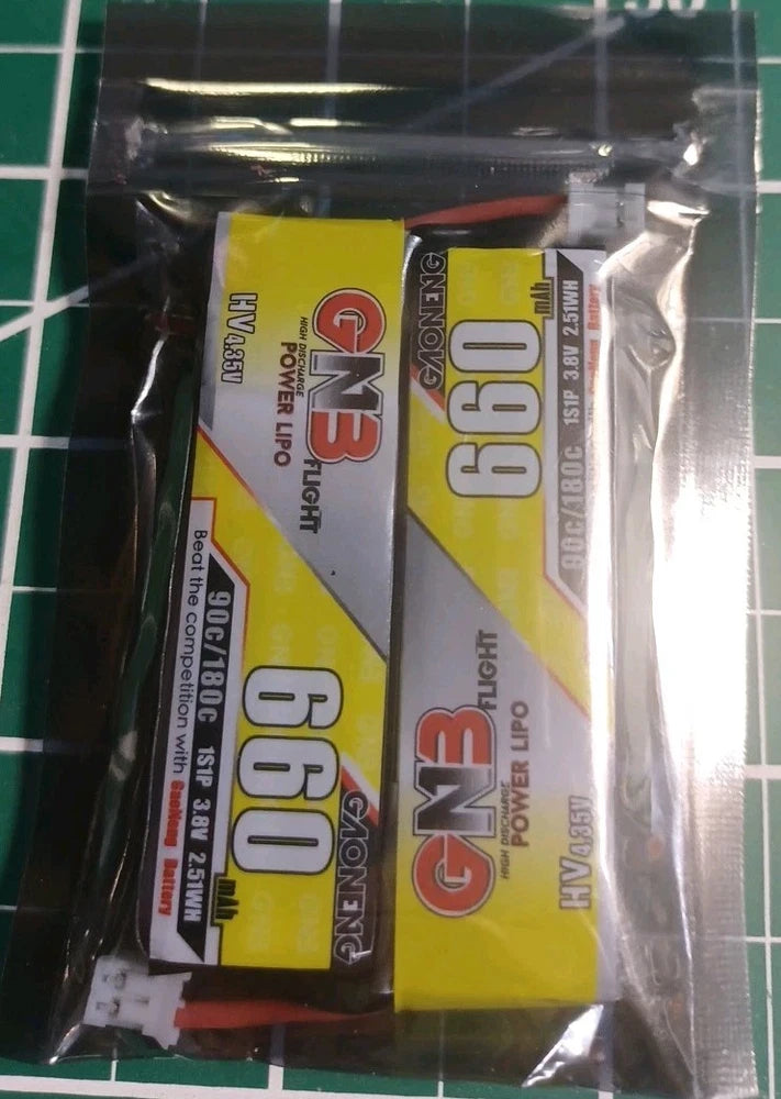 2 Pack GAONENG GN3 Flight Power Lipo 660 mAh 90c/180c 1S1P 3.8v 2.51WH HV 4.35V