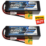 NHX Muscle Pack 3S 11.1V 5200mAh 100C Hrd Case Lipo Battery (2) w/XT90 Connector Battery